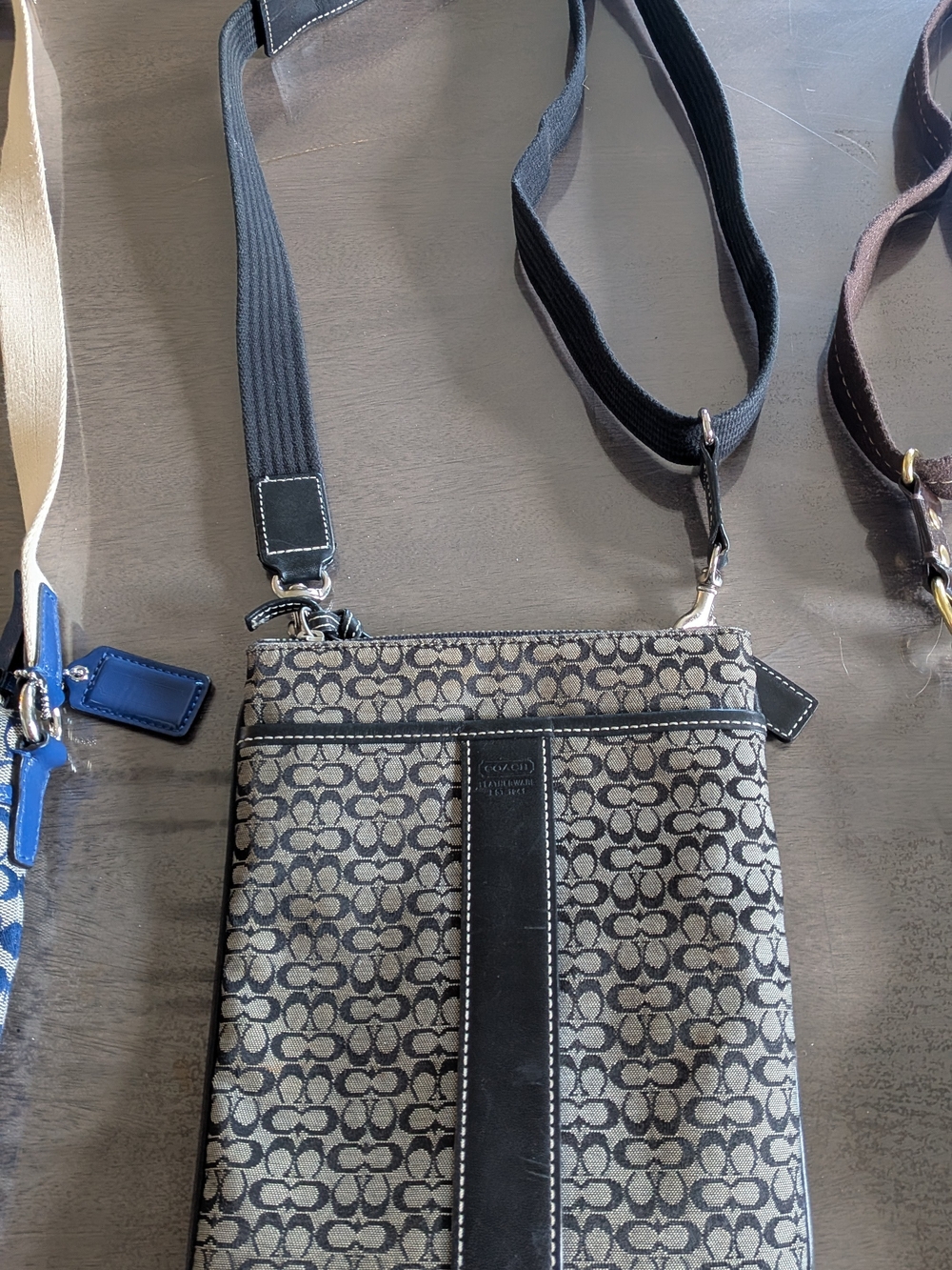 Coach Monogram Crossbody Messenger Bag in Brown and Black